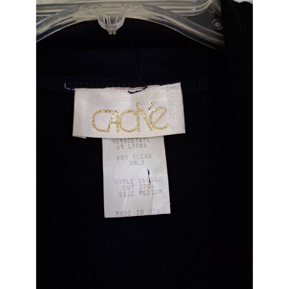 VTG 80s Cache M Jumpsuit Wide Leg Duster Cardigan Belt Black Liquid Knit Slinky - Picture 5 of 12